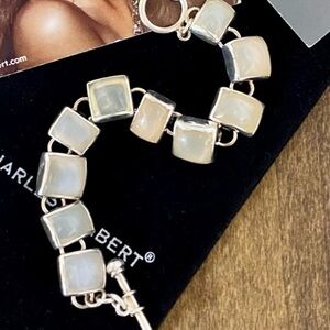Moonstone Charles Albert Silver Pendant and Multistone Bracelet